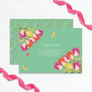 Carte D'accompagnement Tulipes et papillons Fête des mariées verte
