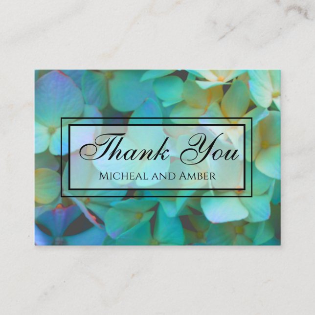 Carte D'accompagnement Turquoise bleu jaune rose hydrangée fleurs (Devant)