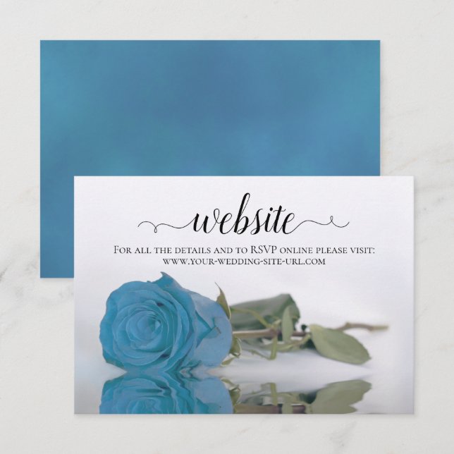 Carte D'accompagnement Turquoise Bleu Rose Élégant Mariage Site Web (Devant / Derrière)