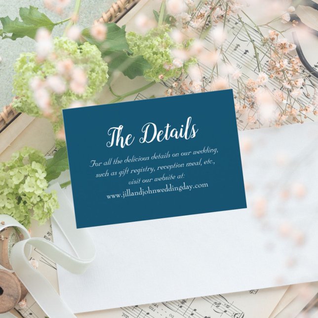 Carte D'accompagnement Turquoise Bleu Simple Style Détails du Mariage (In Situ Wedding)