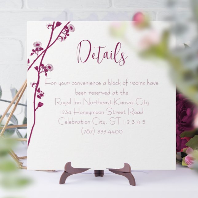 Carte D'accompagnement Turquoise Blue Floral Branche Réception de mariage (Créateur téléchargé)