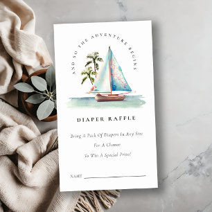Carte D'accompagnement Turquoise Blue Sailboat Palm Diaper Baby shower de