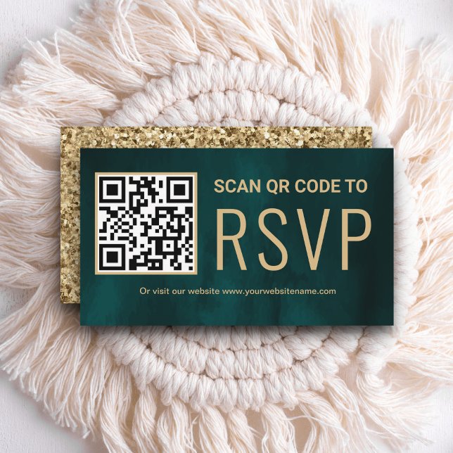 Carte D'accompagnement Turquoise Gold Online QR Code RSVP Mariage Site We (Créateur téléchargé)