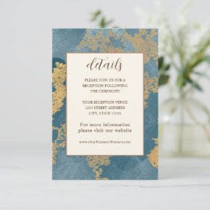 Carte D'accompagnement Turquoise or Elegant Abstrait Aquarelle Mariage