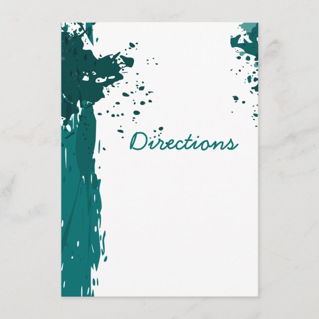 Carte D'accompagnement Turquoise peinture verte - Directions (Devant)