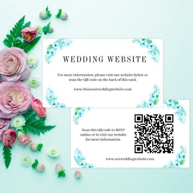 Carte D'accompagnement Turquoise Poppies et Ferns Boho site Mariage (Créateur téléchargé)