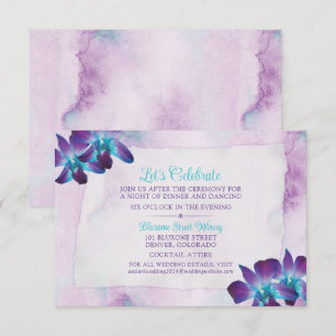 Carte D'accompagnement Turquoise violet bleu Dendrobium Mariage orchidée