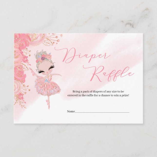 Carte D'accompagnement Tutu ballerina or Baby shower Diaper Raffle (Devant)