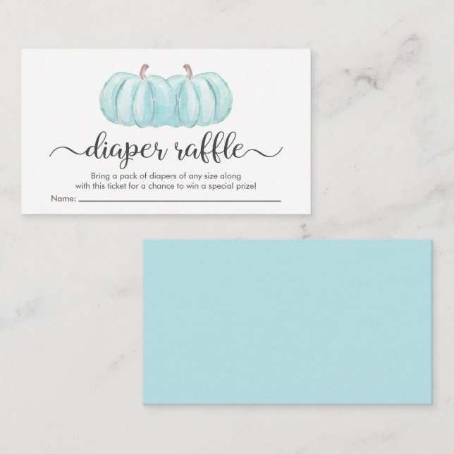 Carte D'accompagnement Twin Baby Boys Blue Citrouille Diaper Raffle Douch (Devant / Derrière)
