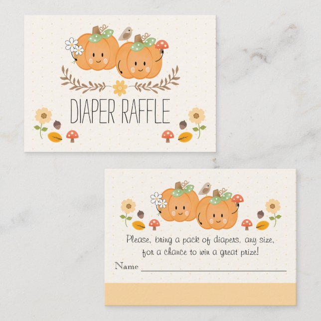 Carte D'accompagnement Twin Baby Girl Citrouille Déchets Billet (Devant / Derrière)