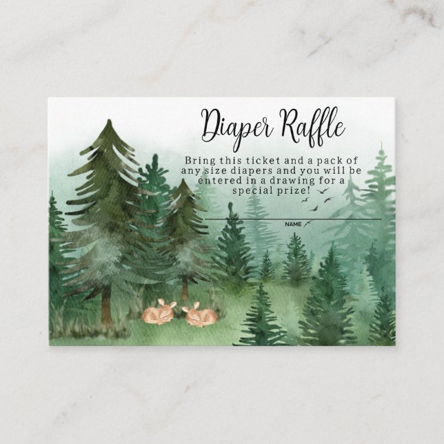 Carte D'accompagnement Twin Boy Deer Woodland Baby shower Déchets Raffle (Devant)
