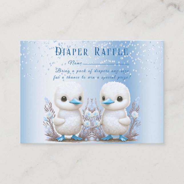 Carte D'accompagnement Twin Ducks Blue Floral Baby shower (Devant)