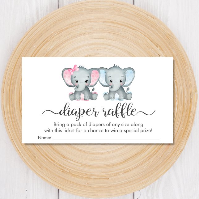 Carte D'accompagnement Twin Girl Boy Elephant Diaper Baby shower de caraf (Créateur téléchargé)