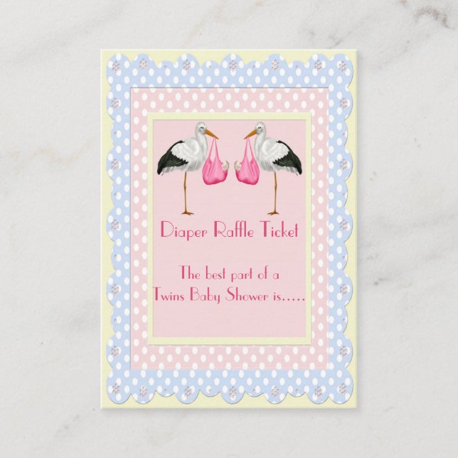 Carte D'accompagnement Twin Girls Douche Diaper Raffle Billet (Devant)