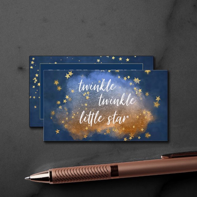 Carte D'accompagnement Twinkle Little Star | Brochure bleu et doré (Créateur téléchargé)