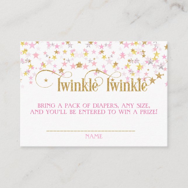 Carte D'accompagnement Twinkle Little Star Diaper Raffle Rose Gold Creme (Devant)