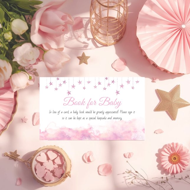 Carte D'accompagnement Twinkle Little Star Pink Baby Shower Book Request (Créateur téléchargé)