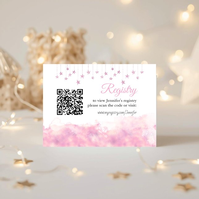 Carte D'accompagnement Twinkle Little Star Pink Girl Baby Shower Registry (Créateur téléchargé)