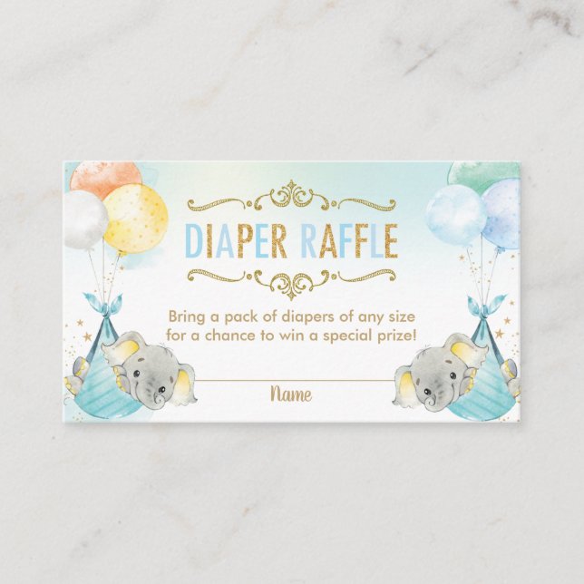 Carte D'accompagnement Twins Baby Boys Elephant Diaper Raffle Ticket (Devant)