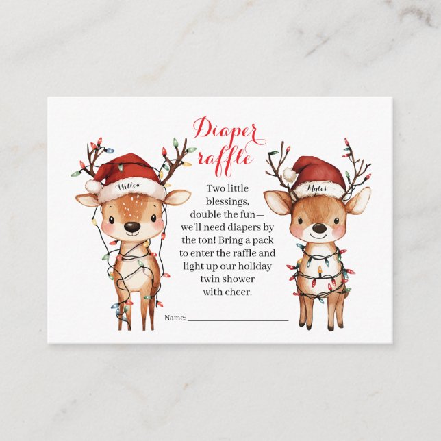 Carte D'accompagnement Twins Holiday Lights Diaper Raffle Card (Devant)
