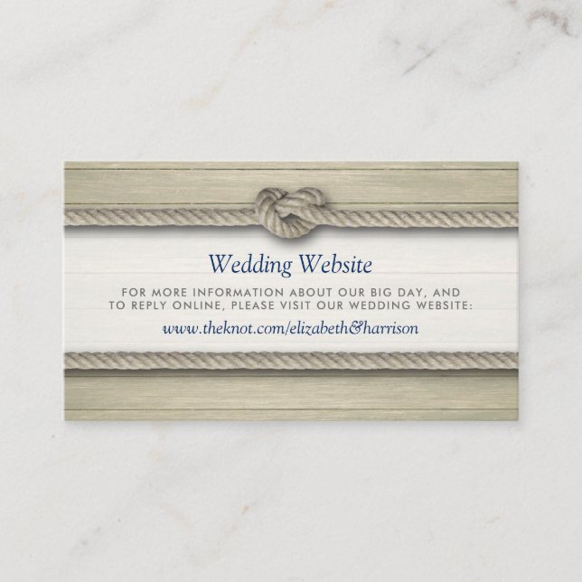 Carte D'accompagnement Tying The Knot Rustic Beach Wedding Website Insert (Devant)