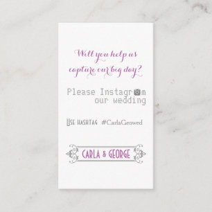 Carte D'accompagnement Typographie avec le hashtag mariage violet Instagr