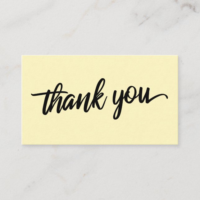 Carte D'accompagnement Typographie de script minimal jaune clair Merci (Devant)