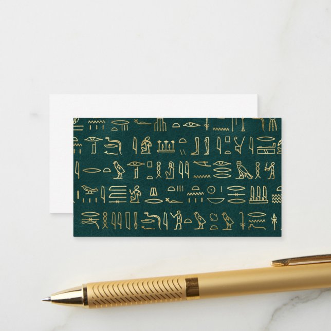 Carte D'accompagnement Typographie égyptienne d'or Hiéroglyphes Égypte (Devant/Arrière en situation)