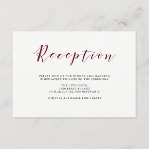 Carte D'accompagnement Typographie élégante Réception de mariage Marsal