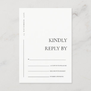 CARTE D'ACCOMPAGNEMENT TYPOGRAPHIE MINIMALE NOIR BLANC RSVP DE MARIAGE 