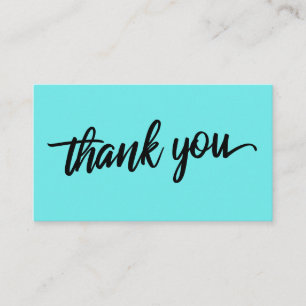 Carte D'accompagnement Typographie minimaliste de script Aqua Merci brill