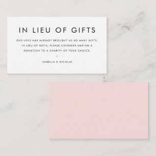 Carte D'accompagnement Typographie Minimaliste Rose Brut En Lieu Et Place