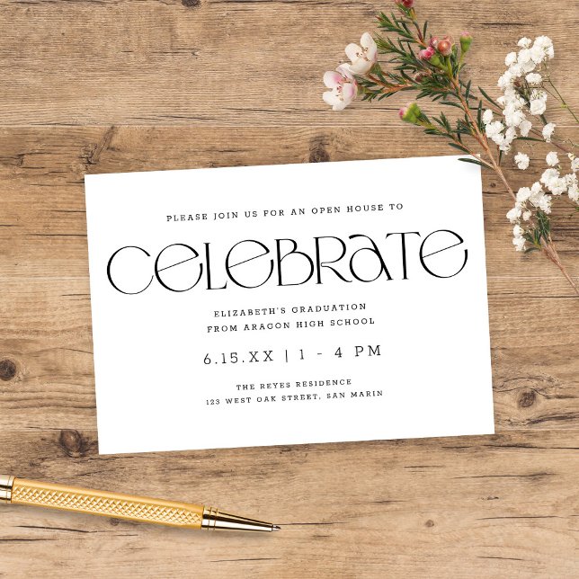 Carte D'accompagnement Typographie moderne B + W Graduation Party (Créateur téléchargé)