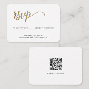 Carte D'accompagnement Typographie moderne E-mail RSVP Gold script QR cod
