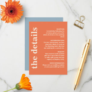 Carte D'accompagnement Typographie moderne en gras Détails du Mariage