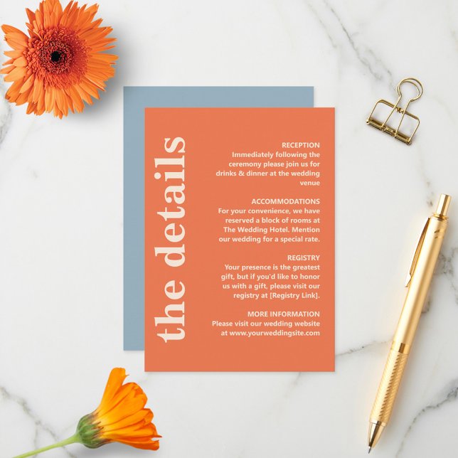 Carte D'accompagnement Typographie moderne en gras Détails du Mariage (Créateur téléchargé)