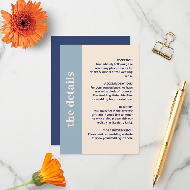 Carte D'accompagnement Typographie moderne en gras Détails du Mariage (Créateur téléchargé)