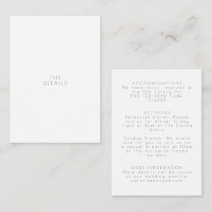 Carte D'accompagnement Typographie moderne minimaliste Détails du Mariage