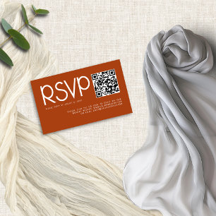 Carte D'accompagnement Typographie moderne QR Code Terracotta Mariage RSV