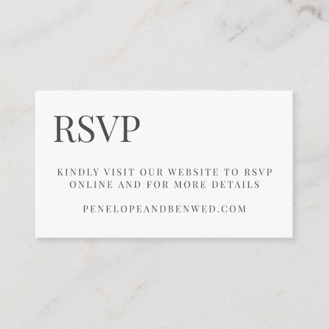 Carte D'accompagnement Typographie noir blanc classique Mariage RSVP en l (Devant)
