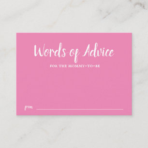 Carte D'accompagnement Typographie rose Conseils Baby shower fille