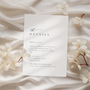 Carte D'accompagnement Typographie simple et élégante Détails Mariage mod