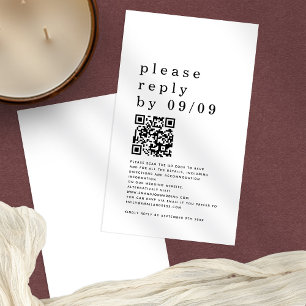 Carte D'accompagnement Typographie simple QR Code Noir Blanc Mariage RSVP
