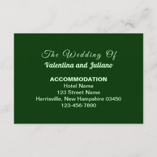 Carte D'accompagnement Typography Style Dark Green Wedding Accommodation