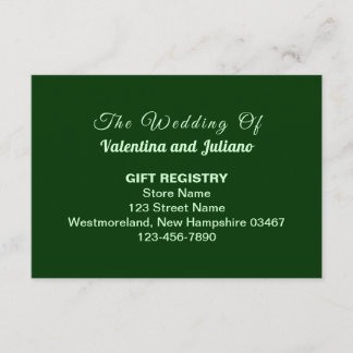 Carte D'accompagnement Typography Style Dark Green Wedding Gift Registry