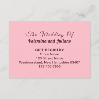 Carte D'accompagnement Typography Style Pink Wedding Gift Registry