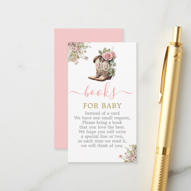 Carte D'accompagnement Un Baby shower de petite fille livre pour bébé (Devant/Arrière en situation)