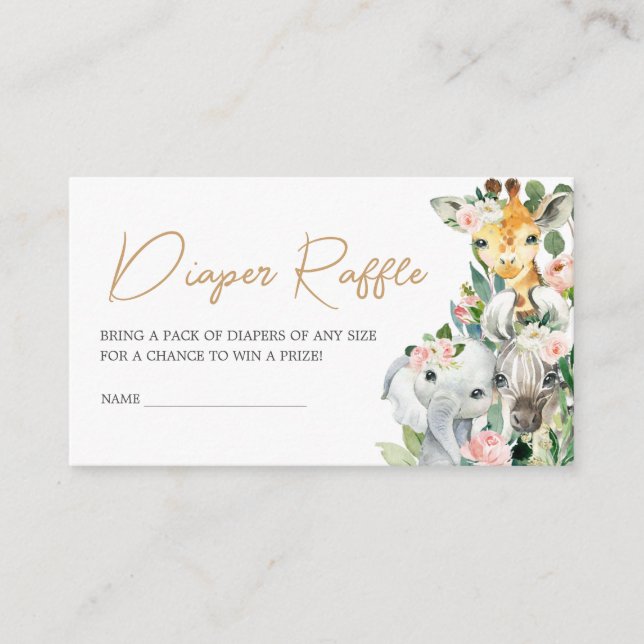 Carte D'accompagnement Un Baby shower sauvage Safari Floral Déchets Raffl (Devant)