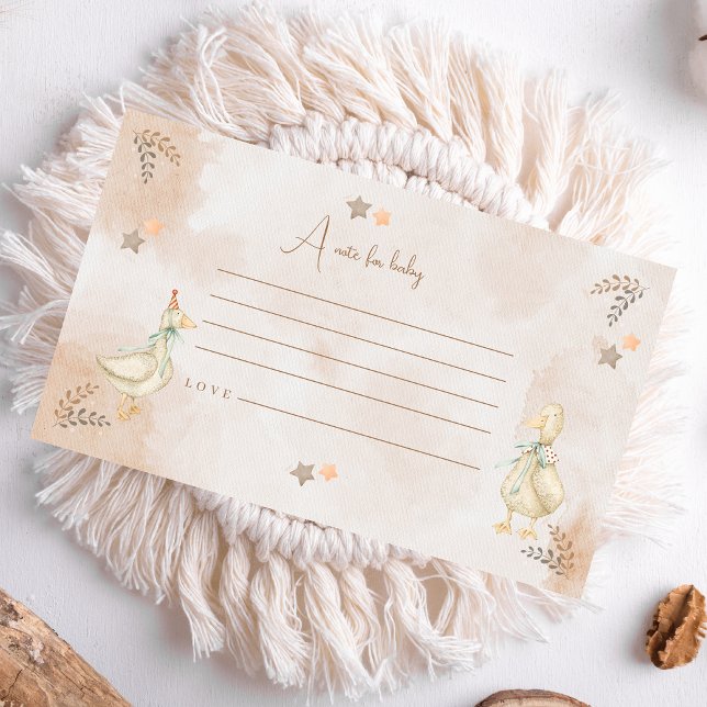 Carte D'accompagnement Un Baby shower Whimsical d'oie sotte Note pour béb (Créateur téléchargé)
