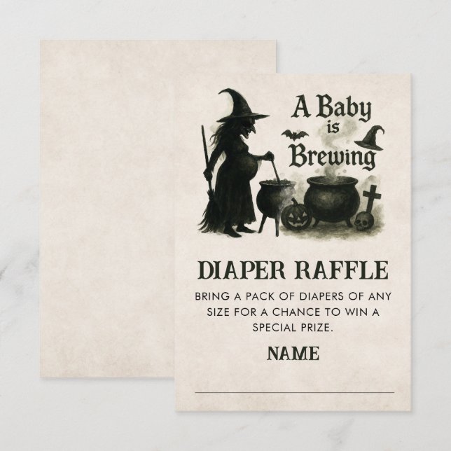Carte D'accompagnement Un Bébé brasse du Baby shower de raffle de couches (Devant / Derrière)